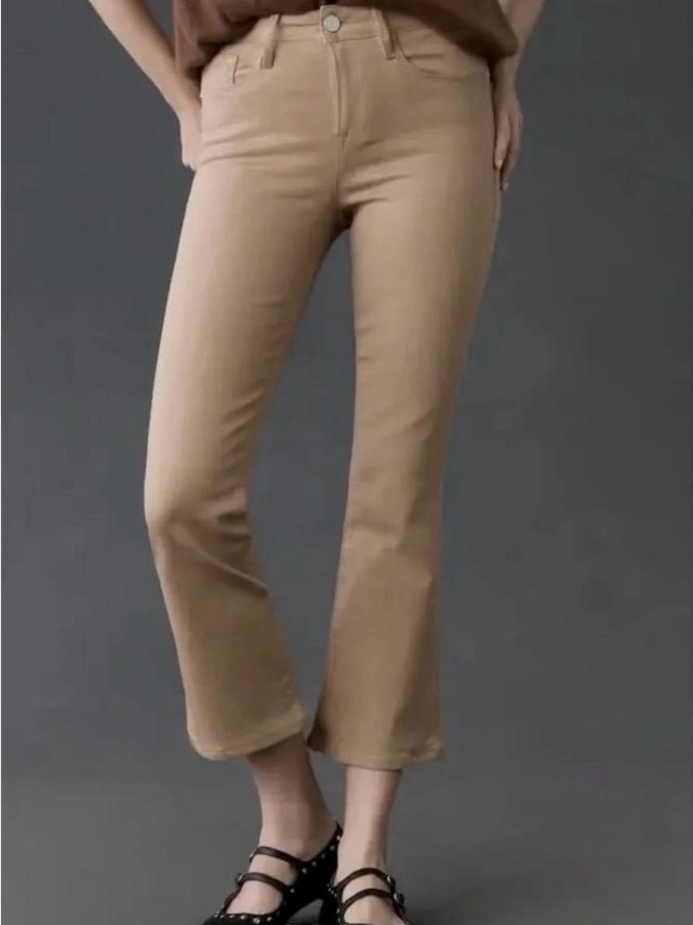 Frame Denim Women's Tan Le Crop Mini Boot Jeans
